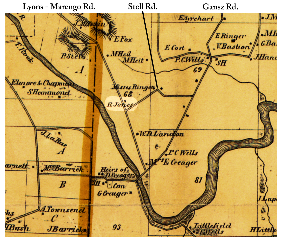 1858 Wayne County Gal-7 Ruins Excerpt Map